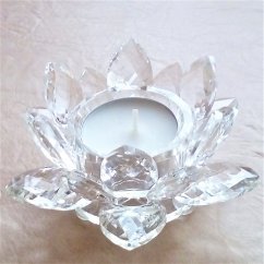 Křišťálový lotus svícen 12 cm