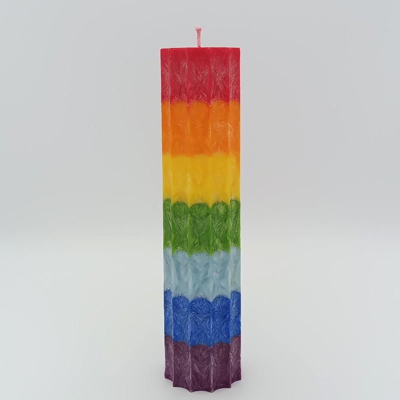 Čakrová svíčka sedmibarevná