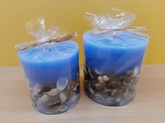 Svíčka válec mušle modrá 10x10 cm