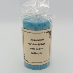 Svíčka s citátem tyrkysová