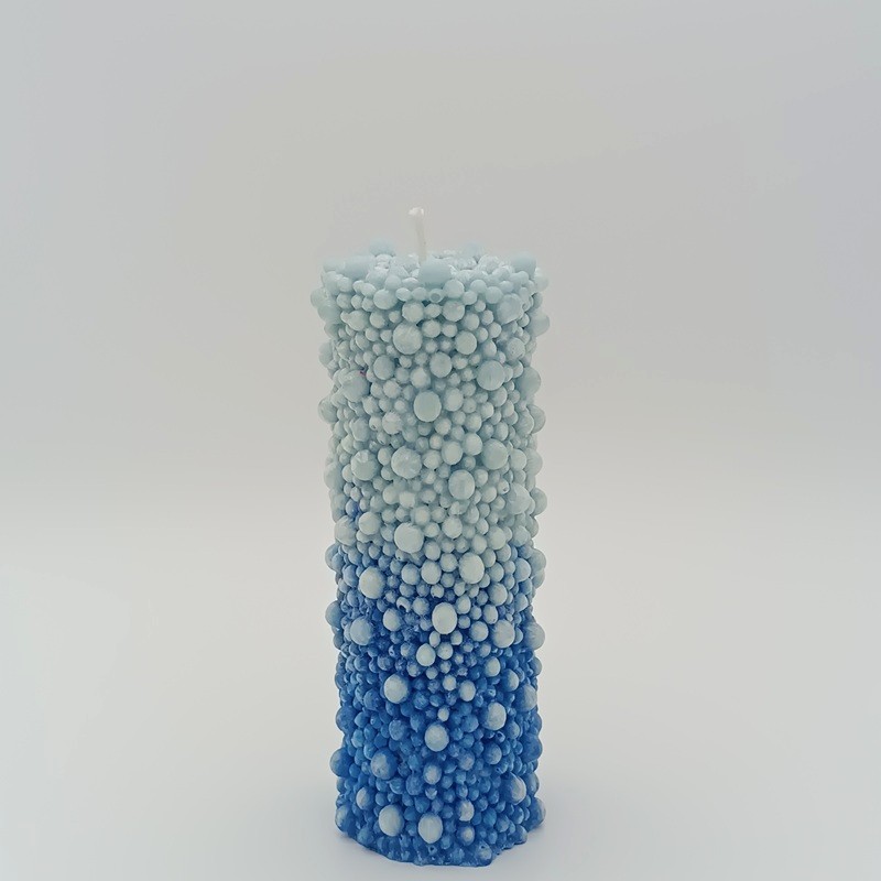 Svíčka Diamant bublinky - Barva: Světle modrá/Modrá