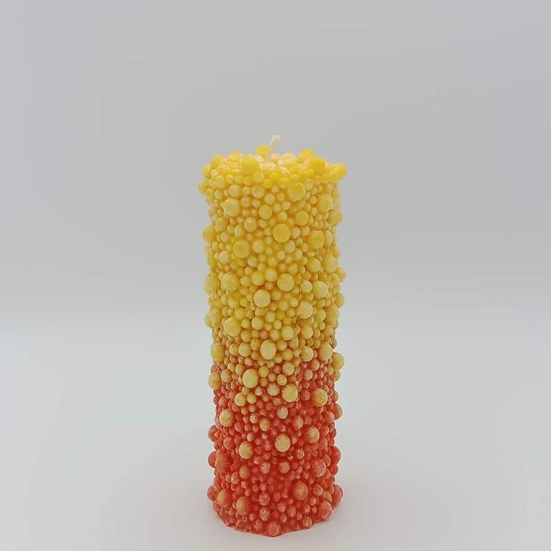 Svíčka Diamant bublinky - Barva: Žlutá/Lososová